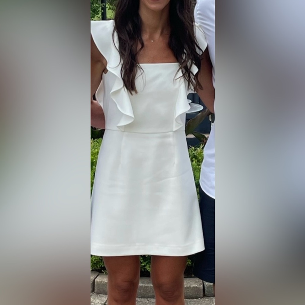 French Connection White Ruffle Mini Dress